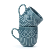Shay Ceramic Coffee Mug Set, 330ml, Carving Finish | Modern Tableware Online India