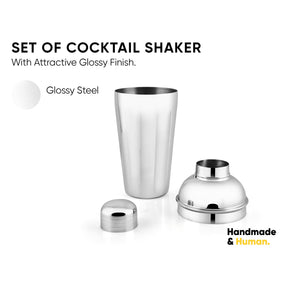 Stainless Steel Cocktail Shaker | 500ml | Built-in Strainer | Bar Tool Silver