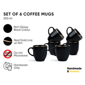 Ceramic Coffee Mug Set – Gold Line Milk Mug Collection | Glossy Finish