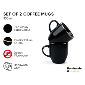 Ceramic Coffee Mug Set – Gold Line Milk Mug Collection | Glossy Finish