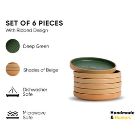 Ceramic Quarter Plates Set 6 Pieces | Klay Green