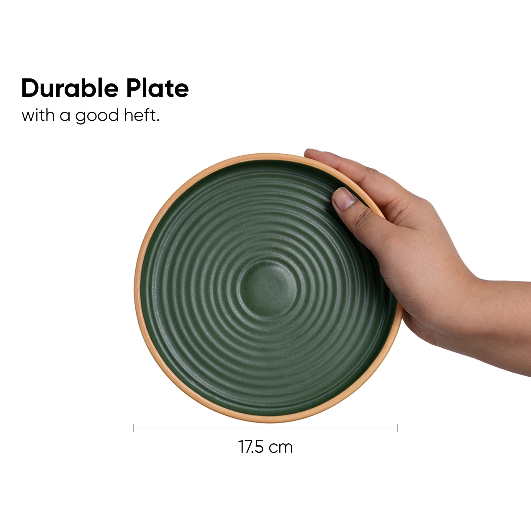 Ceramic Quarter Plates Set 6 Pieces | Klay Green