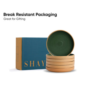 Ceramic Quarter Plates Set 6 Pieces | Klay Green