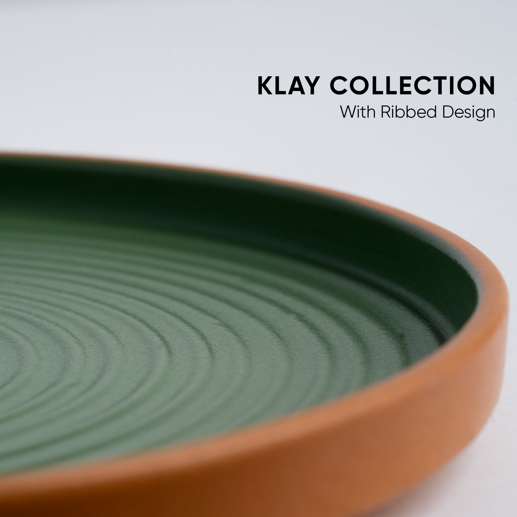 Ceramic Quarter Plates Set 6 Pieces | Klay Green