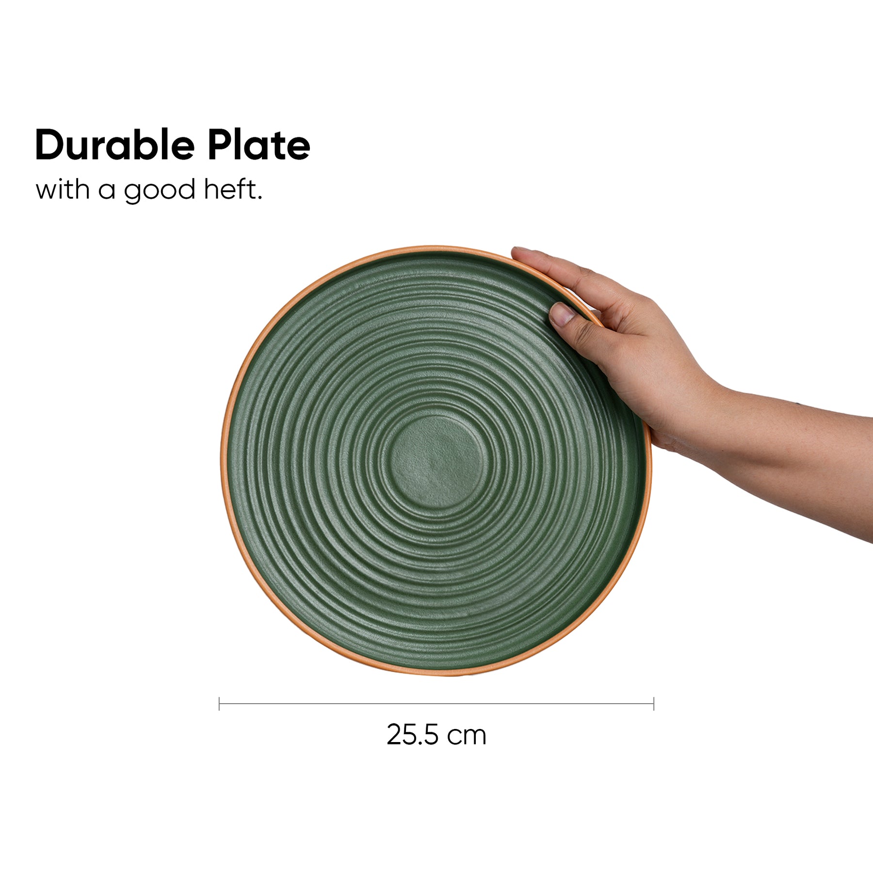 Ceramic Dinner Plates Set 6 Pieces | Klay Green | Matte Finish | Premium Stoneware