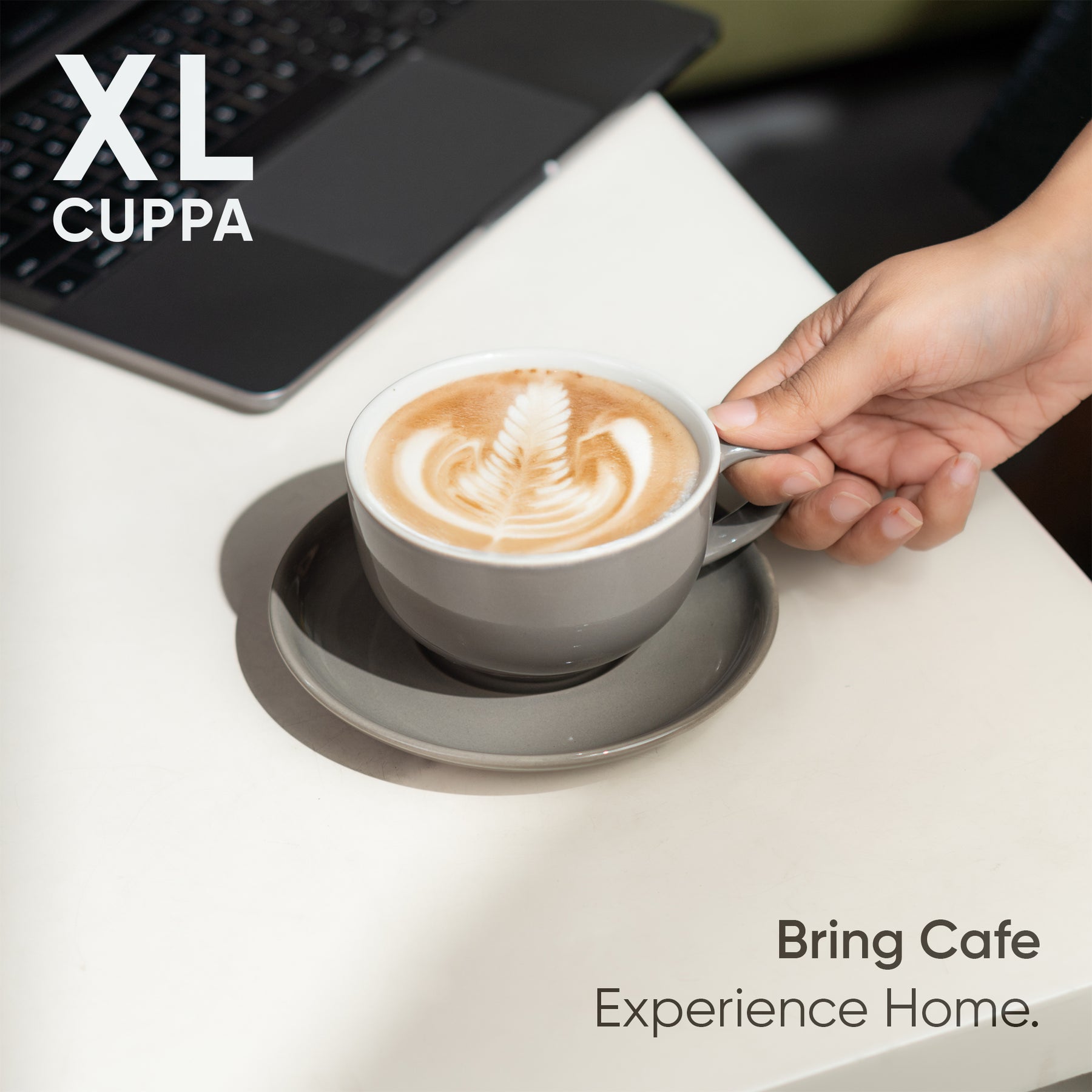 Large Ceramic Coffee Cup & Saucer Set 320ml | XL Cuppa Collection | Glossy Finish