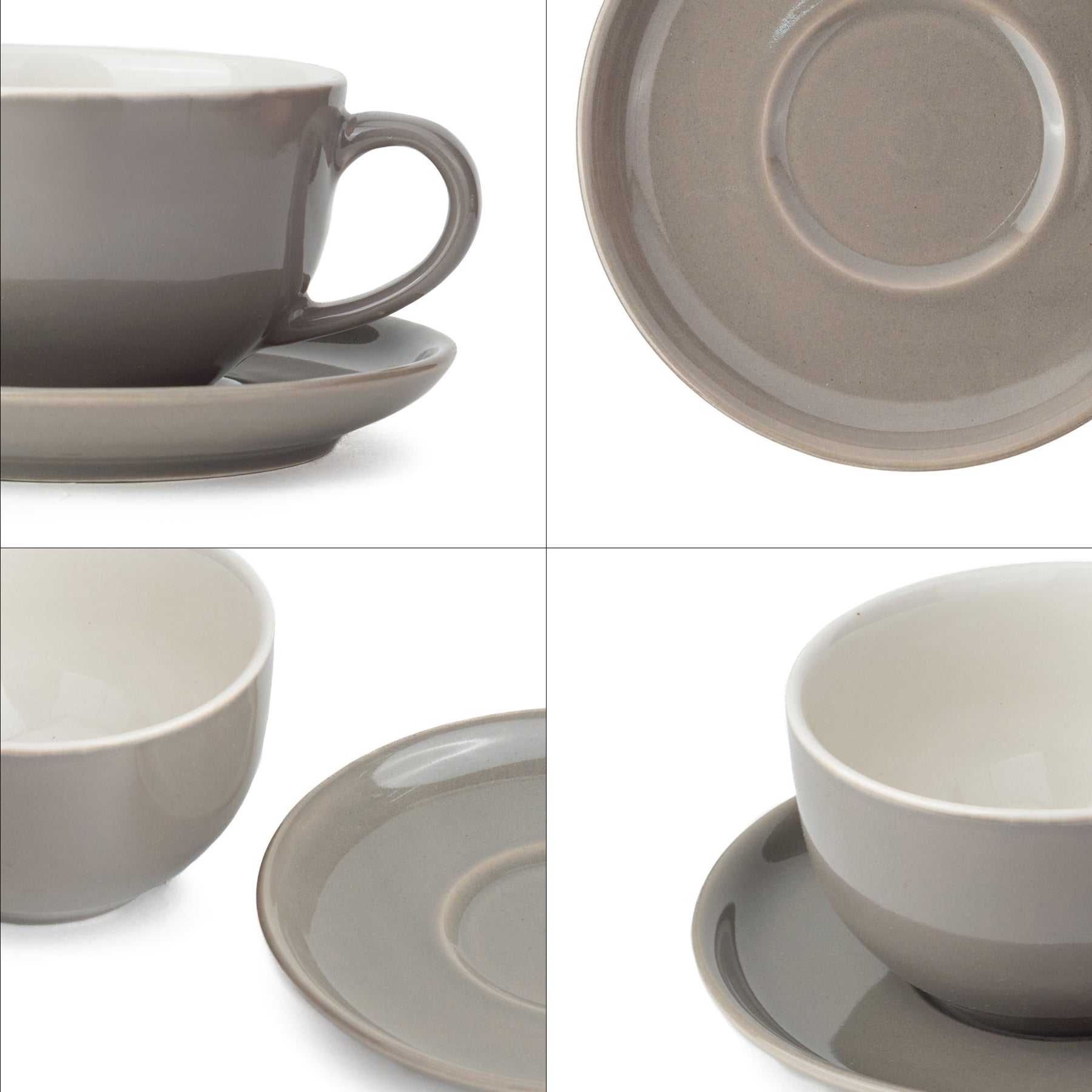 Large Ceramic Coffee Cup & Saucer Set 320ml | XL Cuppa Collection | Glossy Finish