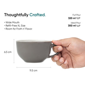 Large Ceramic Coffee Cup & Saucer Set 320ml | XL Cuppa Collection | Glossy Finish