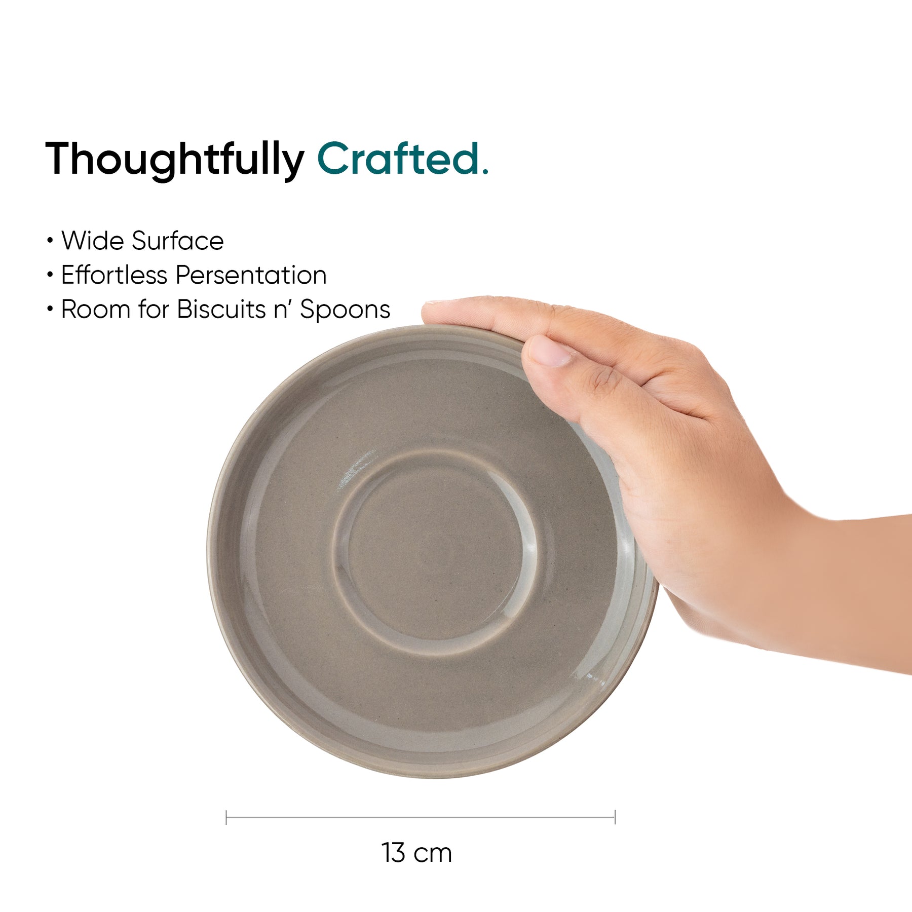 Large Grey Ceramic Coffee Cup & Saucer Set 320ml | XL Cuppa Collection