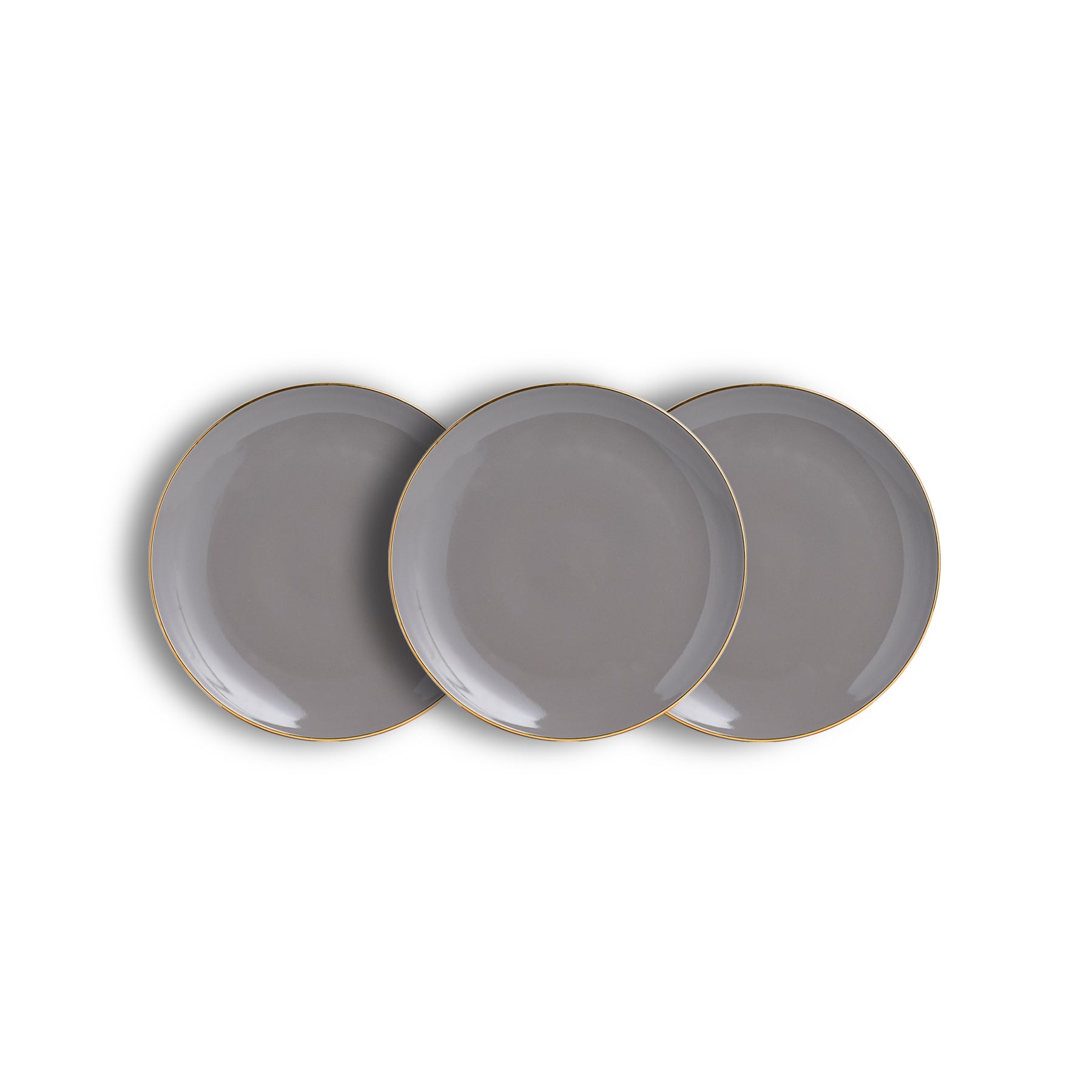 Ceramic Dinner Plates Set 6 Pieces | Grey Gold Gold Line Series