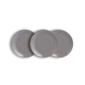 Ceramic Dinner Plates Set 6 Pieces | Grey Gold Gold Line Series
