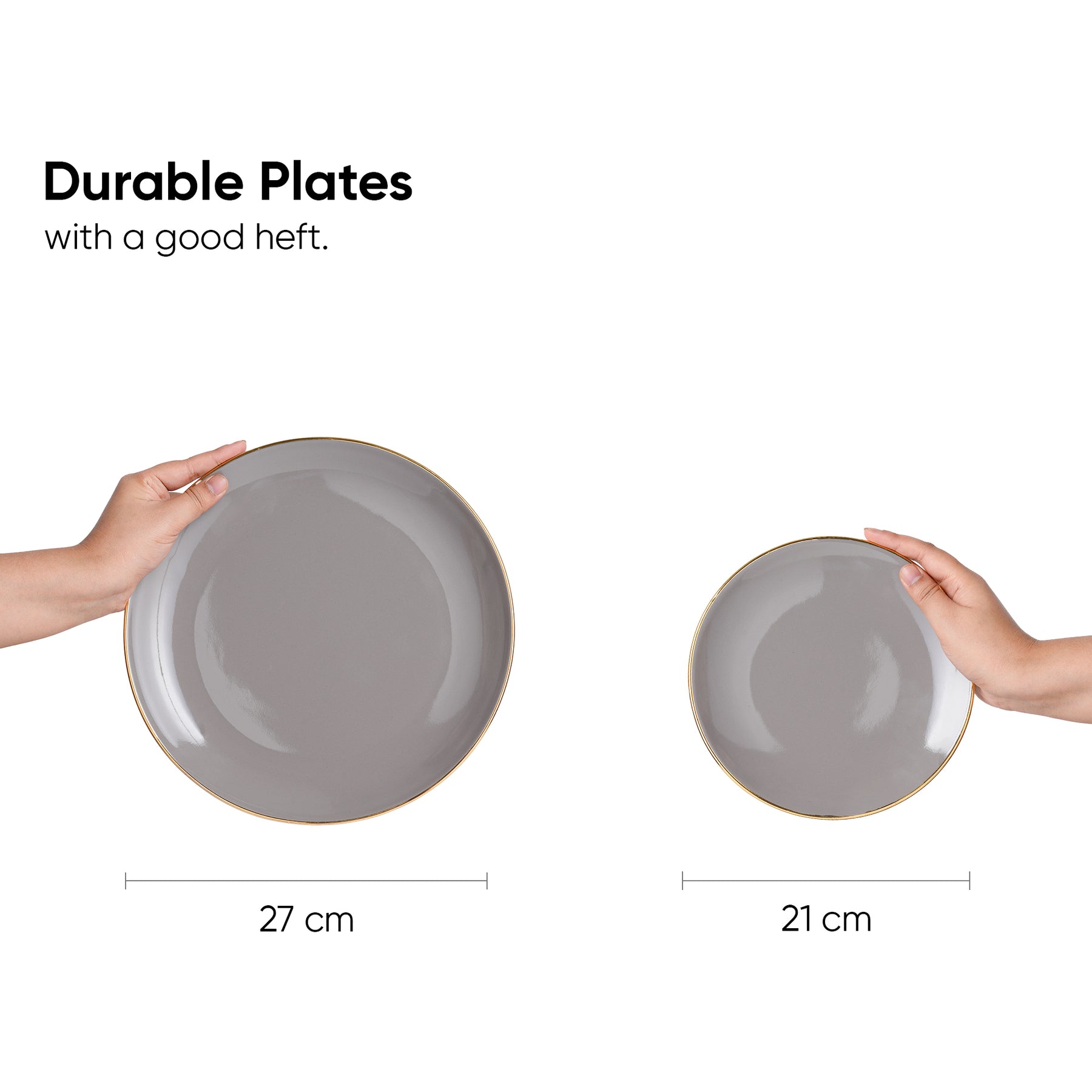 Ceramic Dinner Plates Set, 21 Pieces, Goldline Collection