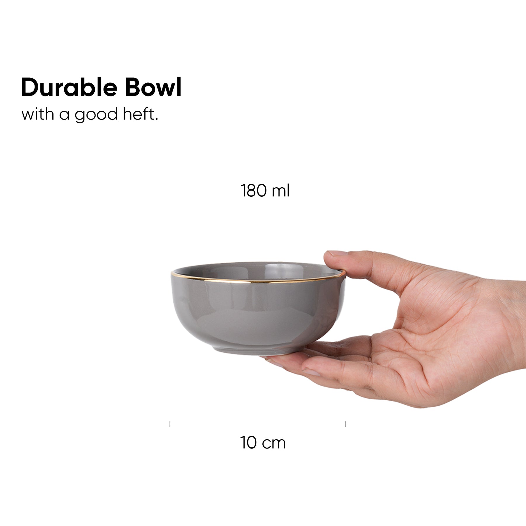 Ceramic Veg Bowls Set of 6 for Dinner | 180ml | Gold Line Collection