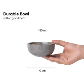 Ceramic Veg Bowls Set of 6 for Dinner | 180ml | Gold Line Collection