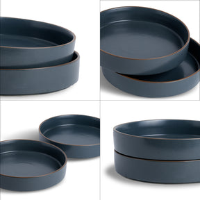Stackable Ceramic Pasta Bowl Set of 2 Grey Japandi Collection
