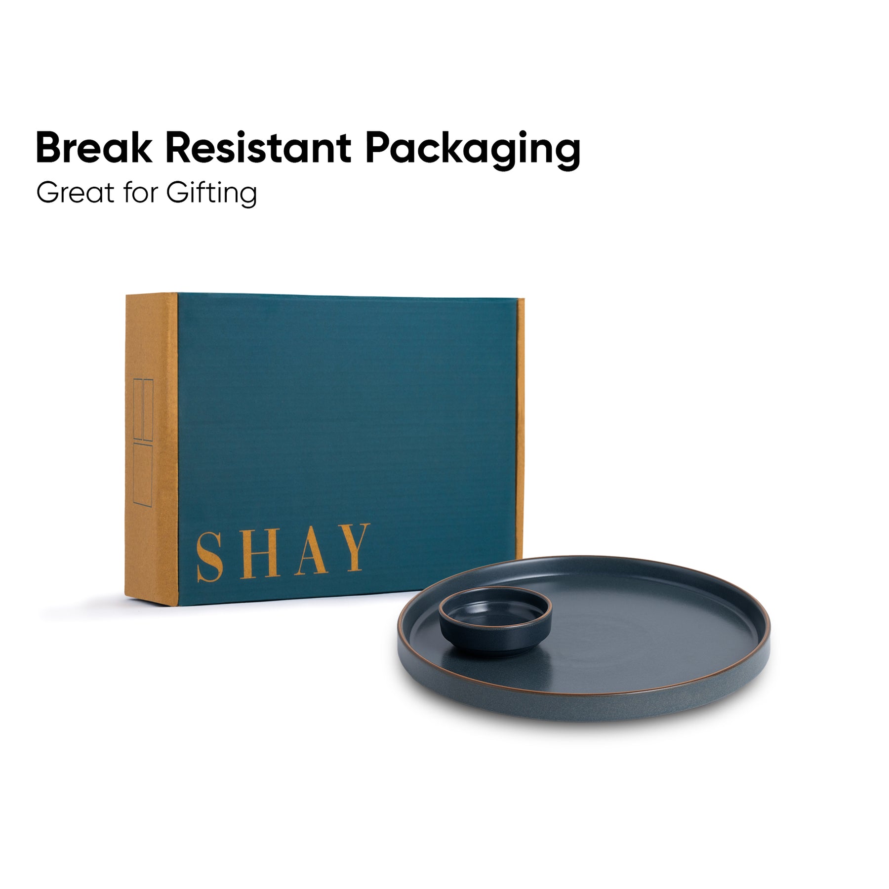 Large Round Ceramic Serving Platter, Grey 1 Platter, 1 Dip | Matte Finish | Japandi Platter