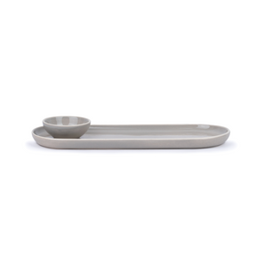 Shay Large Oblong Ceramic Serving Platter Grey | Modern Series | Big Serving Plate | Modern Tableware Online India