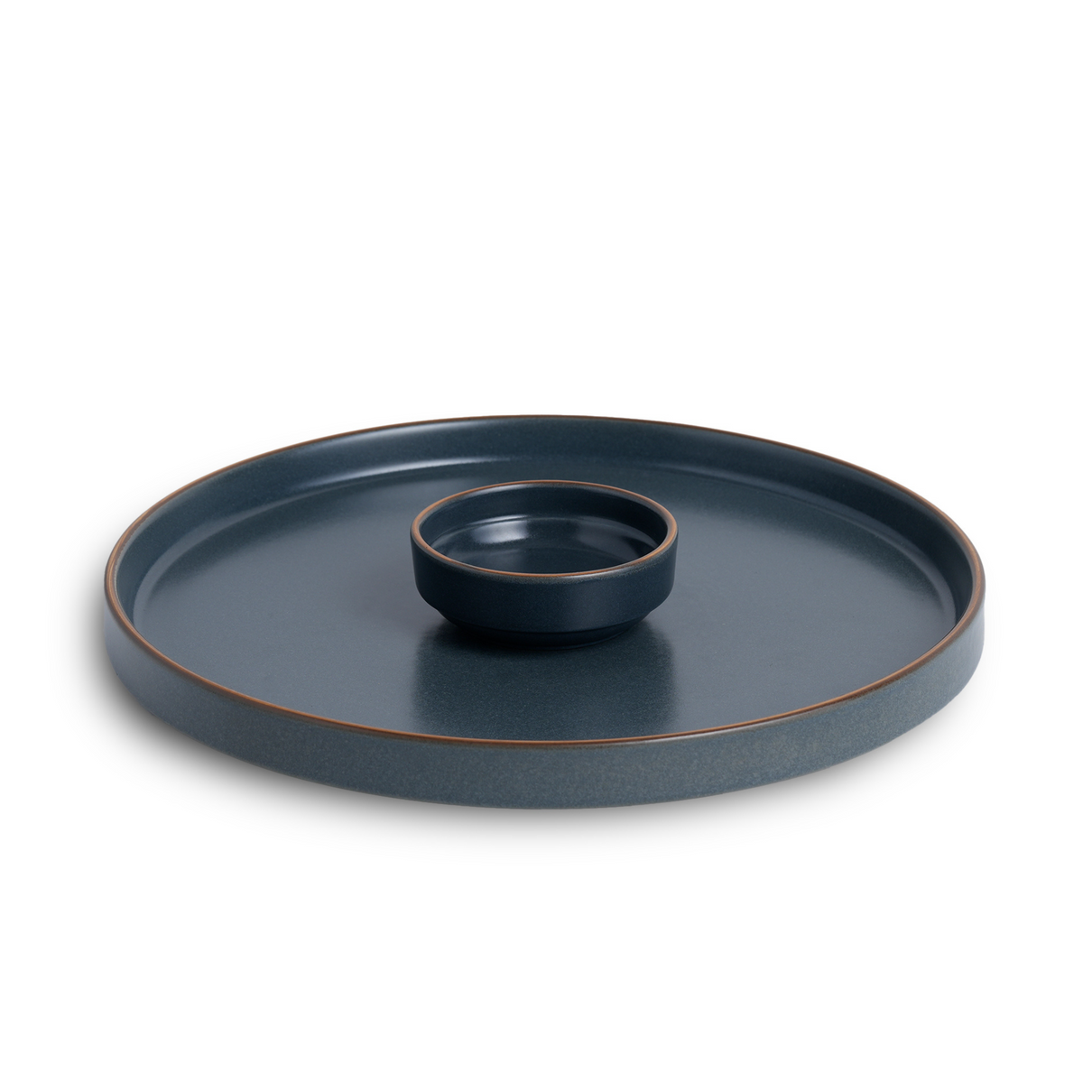 Large Round Ceramic Serving Platter 1 Platter, 1 Dip || Matte Finish | Japandi Platter