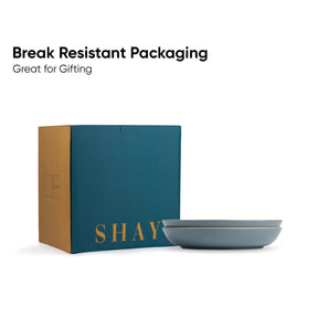 Blue box with 'SHAY' branding and a gray bowl on a white background