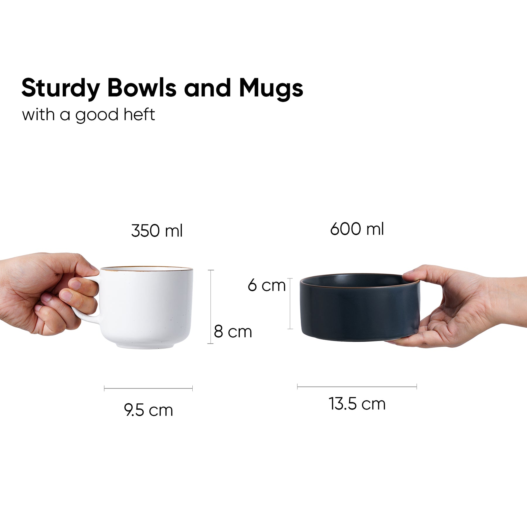 Ceramic Modern Dinnerware Set, 6 Pcs, Grey & White | Japandi Breakfast Set