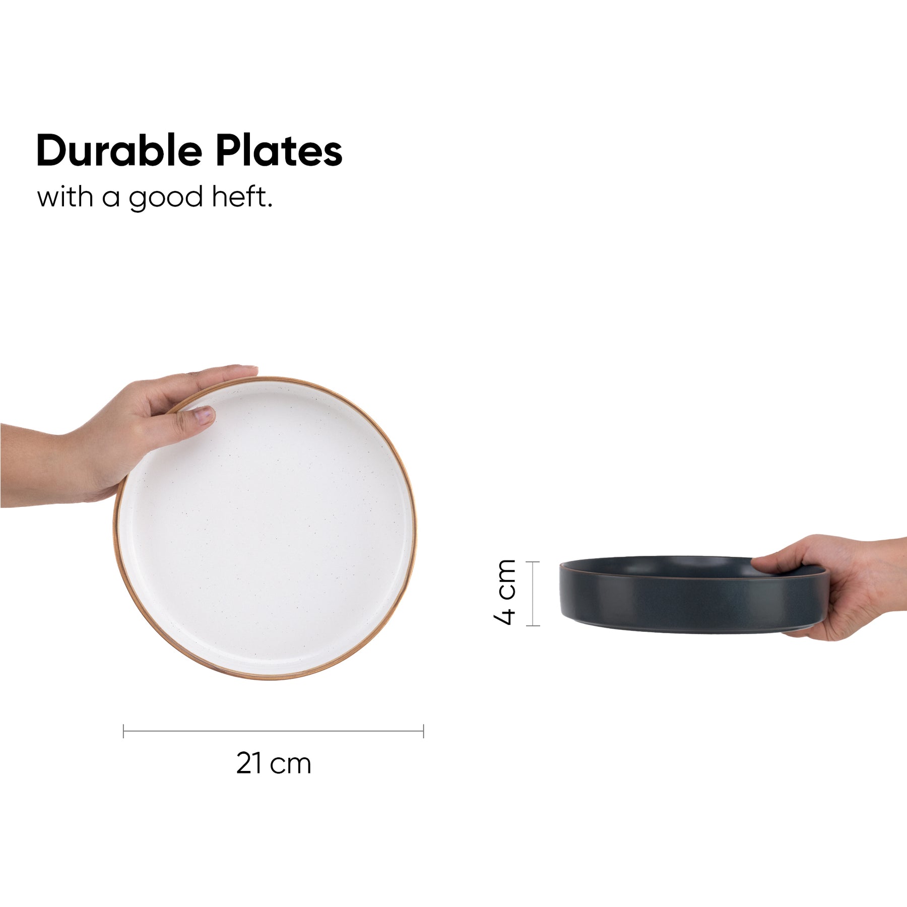 Ceramic Modern Dinnerware Set, 6 Pcs, Grey & White | Japandi Breakfast Set