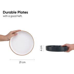 Ceramic Modern Dinnerware Set, 6 Pcs, Grey & White | Japandi Breakfast Set