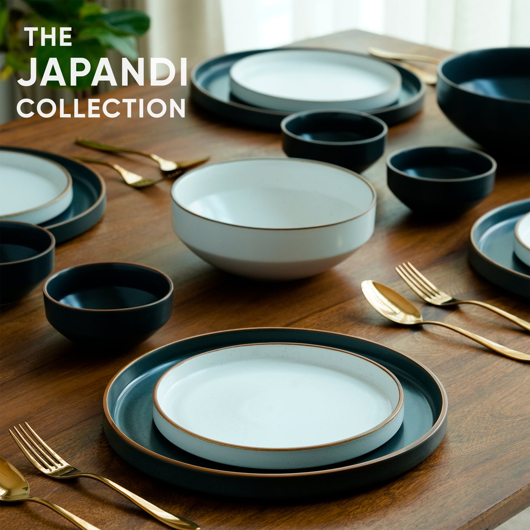 Ceramic Dinner Plates Set, 21 Pieces | Japandi Series