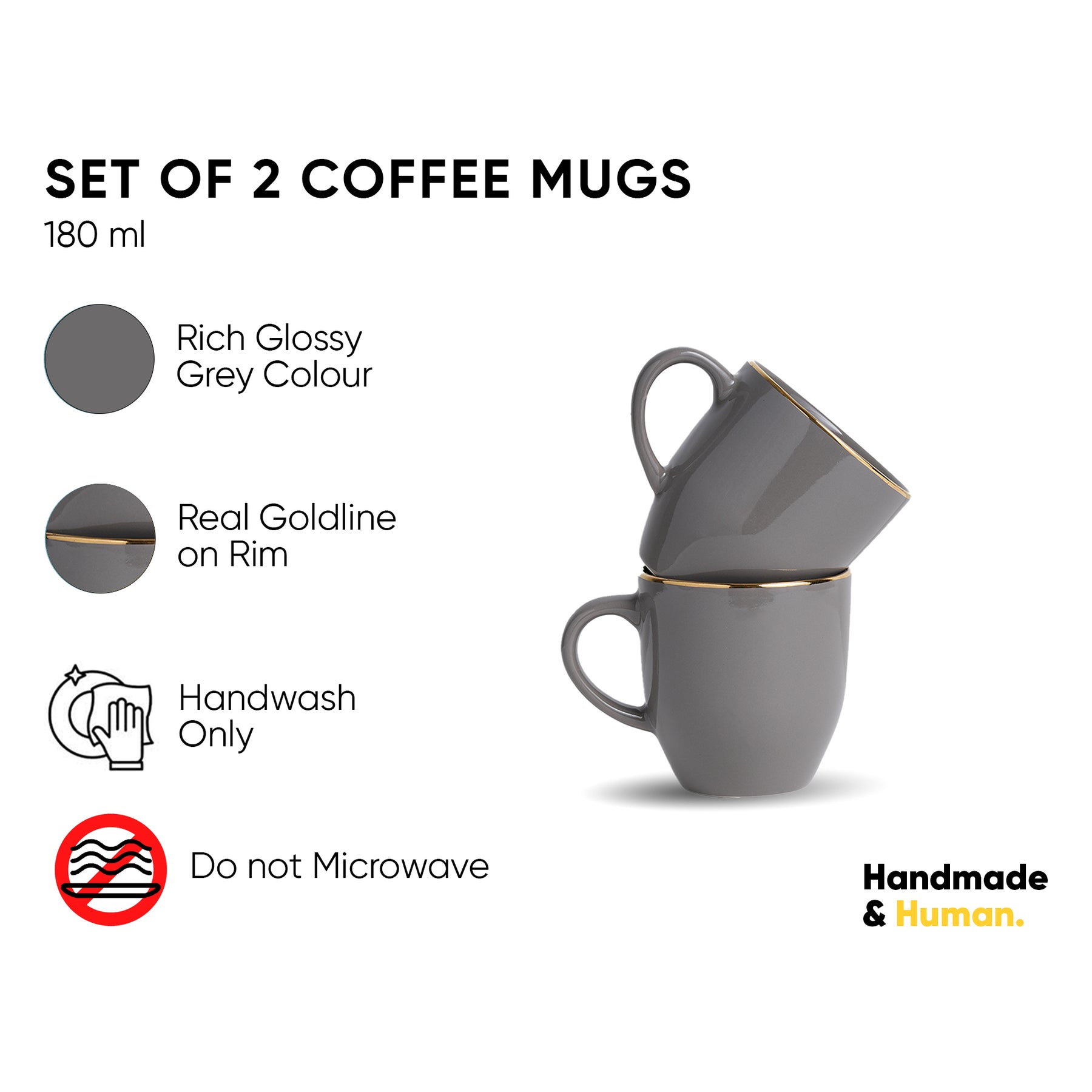 Ceramic Coffee Mug Set – Gold Line Milk Mug Collection | Glossy Finish