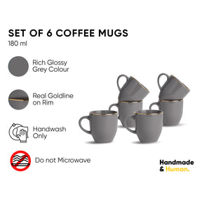 Ceramic Coffee Mug Set – Gold Line Milk Mug Collection | Glossy Finish