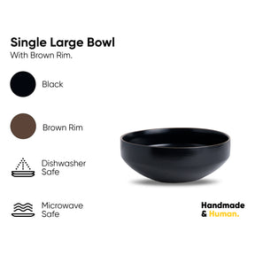 Large Ceramic Serving Bowl – Black, 1500ml | Japandi Matte Finish