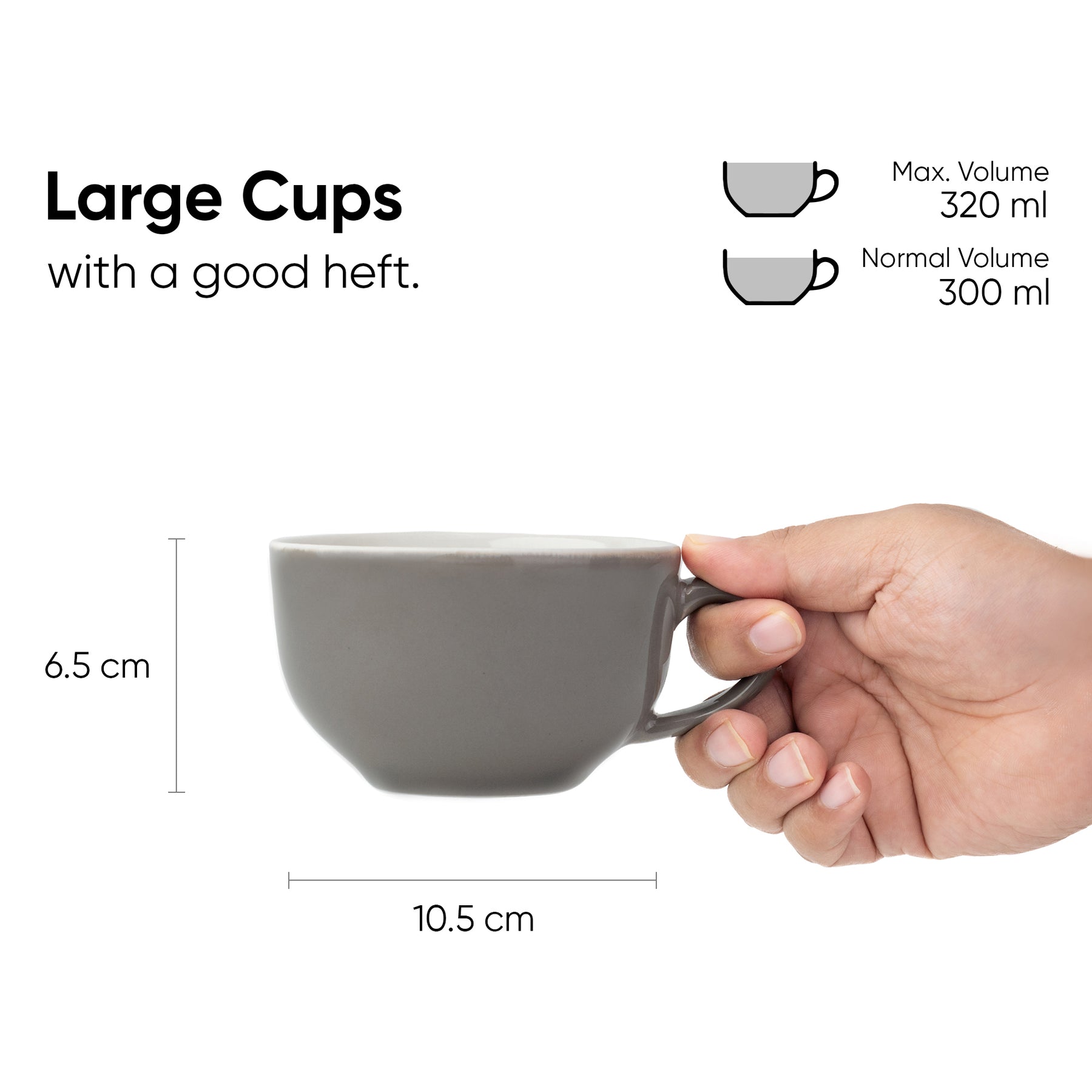 Cappuccino Cup & Saucer Set 320ml – Grey Ivory | XL Cuppa