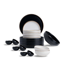 Ceramic Dinner Plates Set, 21 Pieces | Japandi Series | Matte Finish Black