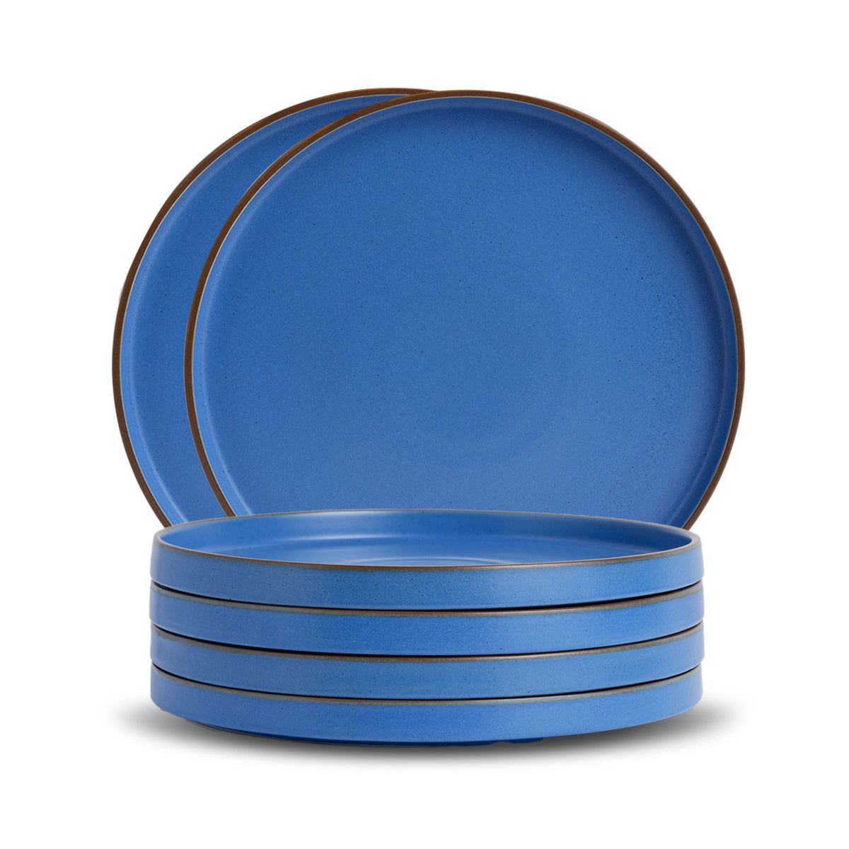 Ceramic Dinner Plates Set, 6 Pieces | Blue Japandi Series | Matte Finish