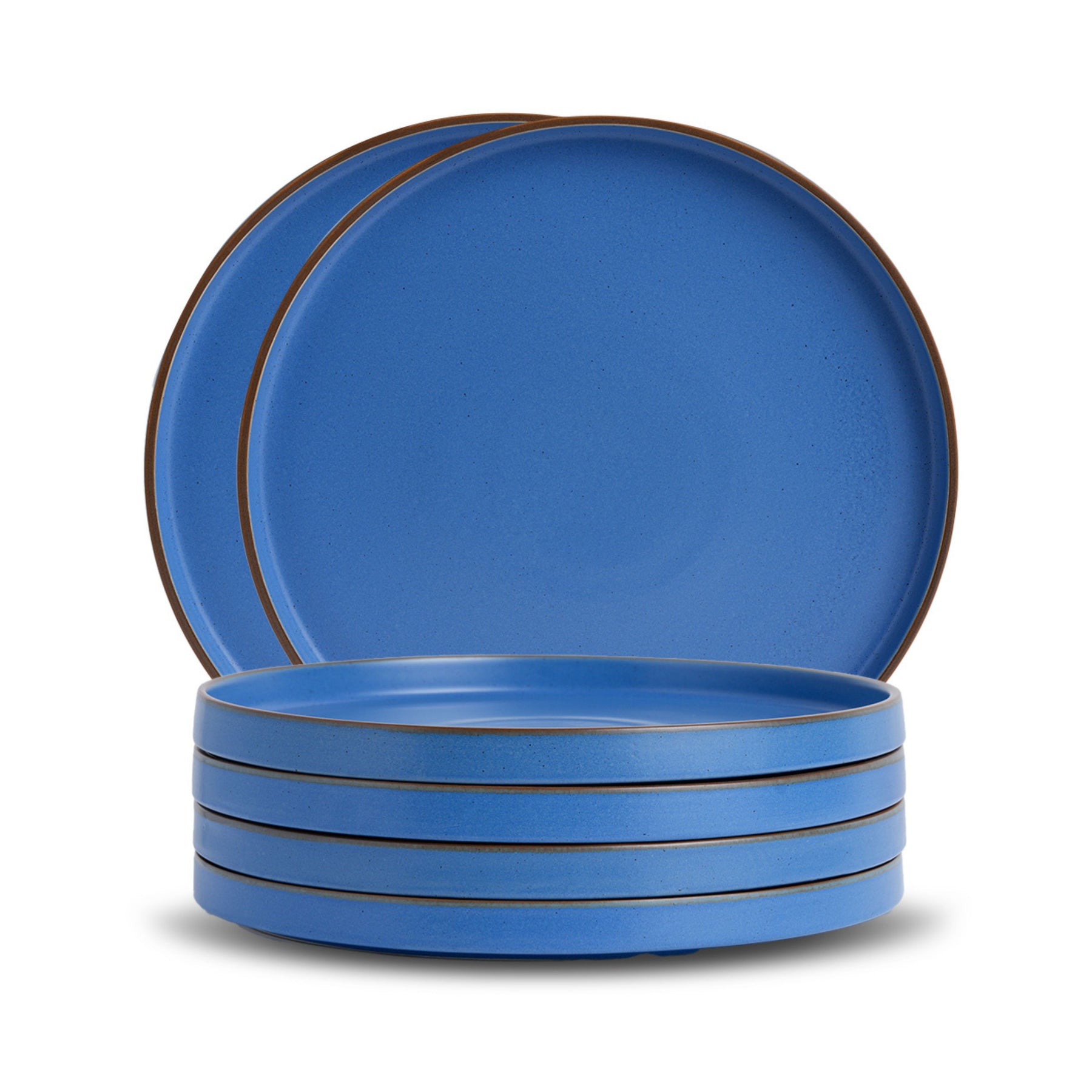 Ceramic Dinner Plates Set, 6 Pieces | Blue Japandi Series | Matte Finish