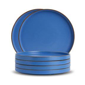Ceramic Dinner Plates Set, 6 Pieces | Blue Japandi Series | Matte Finish