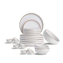 Ceramic Dinner Plates Set, 21 Pieces | Japandi Series | Matte Finish White