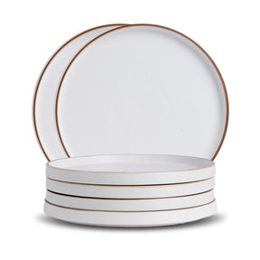 Ceramic Dinner Plates Set, 6 Pieces | Japandi Series | Matte Finish White