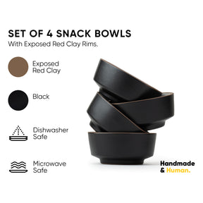 Ceramic Snack Bowl Set | 330ml | Set of 4 | Matte Finish | Japandi Collection