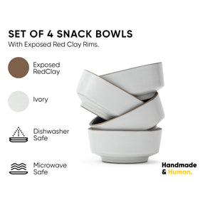 Ceramic Snack Bowl Set Set of 4 | 330ml | Matte White | Japandi Collection