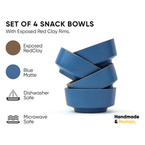 Ceramic Snack Bowl Set | 330ml | Set of 4 | Matte Finish | Japandi Collection