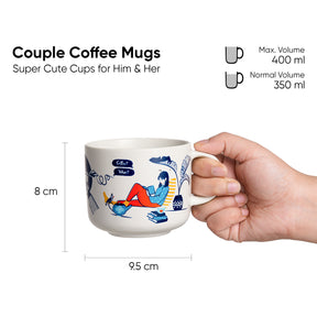 Ceramic Cappuccino Cup Set of 2 His & Her (350ml)