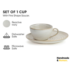 Self Reactive Coffee Cup Saucer Set, 250ml | Ceramic Mug | Glossy Finish