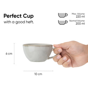 Ceramic Coffee Cup & Saucer Set 250ml – Off White | Reactive Glaze Porcelain