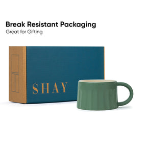 Line Ceramic Cappuccino Cup – Rustic Green, 300ml
