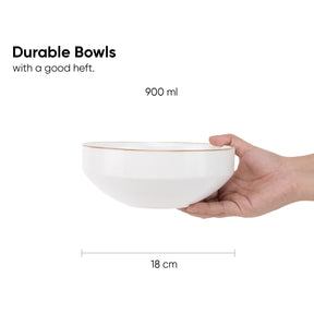 Ceramic Medium Bowl Set White | Set of 2 | 18 cm Japandi Pasta Bowls
