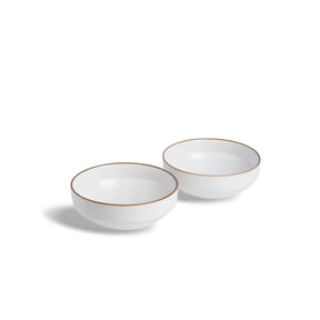 Ceramic Medium Bowl Set White | Set of 2 | 18 cm Japandi Pasta Bowls