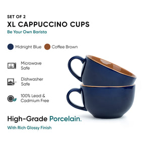 Large Ceramic Coffee Cup Set 320ml | XL Cuppa Collection | Glossy Finish