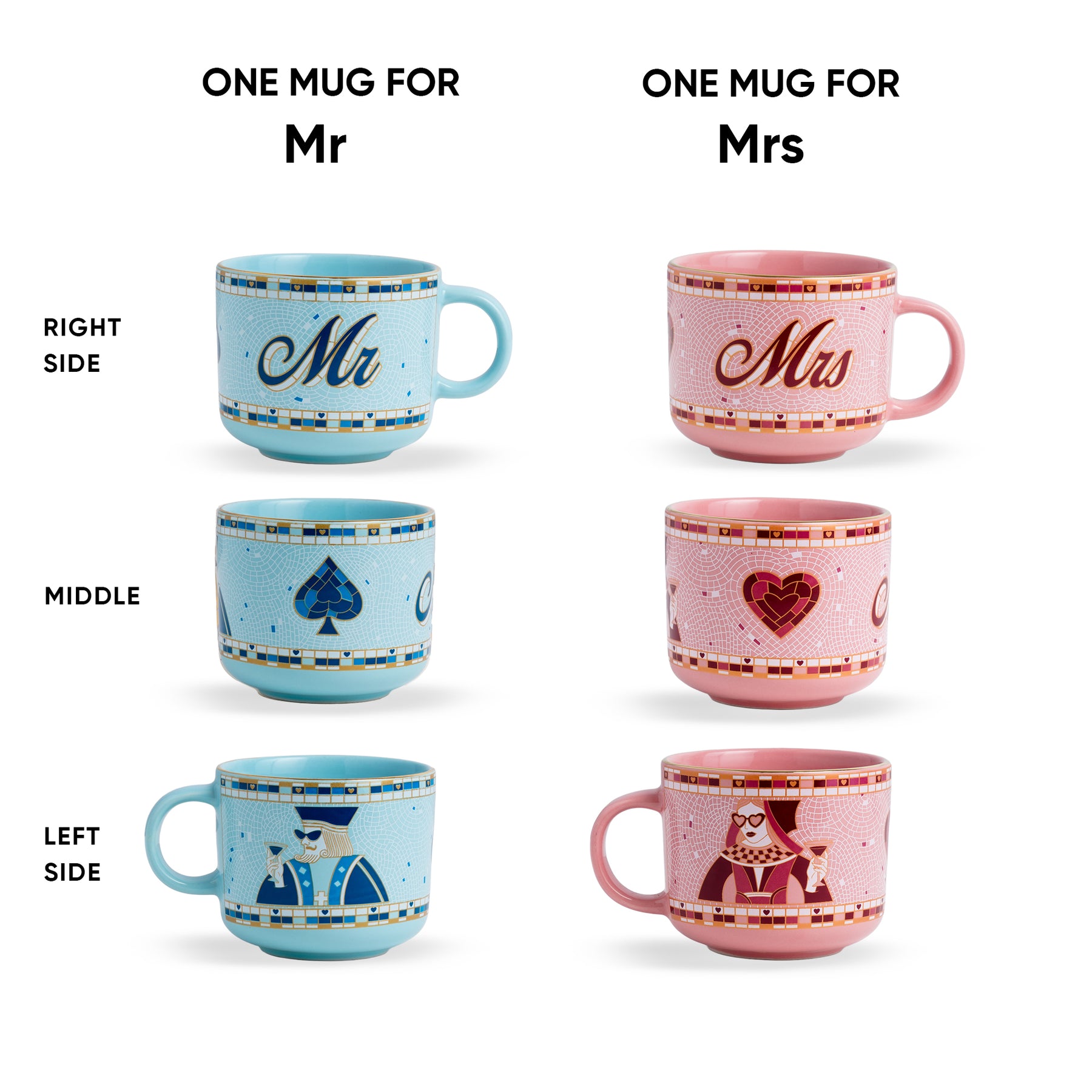 Ceramic Mr & Mrs Coffee Mugs, 350ml, Set of 2 | Couple Mugs