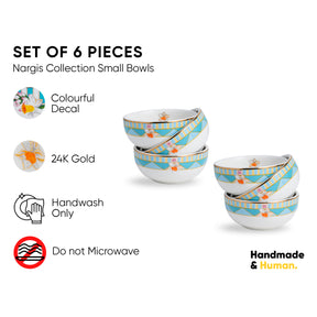 Ceramic Veg Bowls Set of 6 180ml Nargis