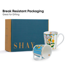 Nargis Ceramic Coffee Mug Set of 2 300ml, Glossy Porcelain Cups